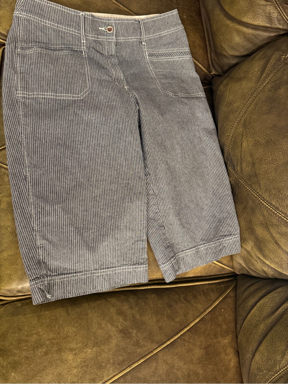 Chico's Blue and White Pinstripe Capris